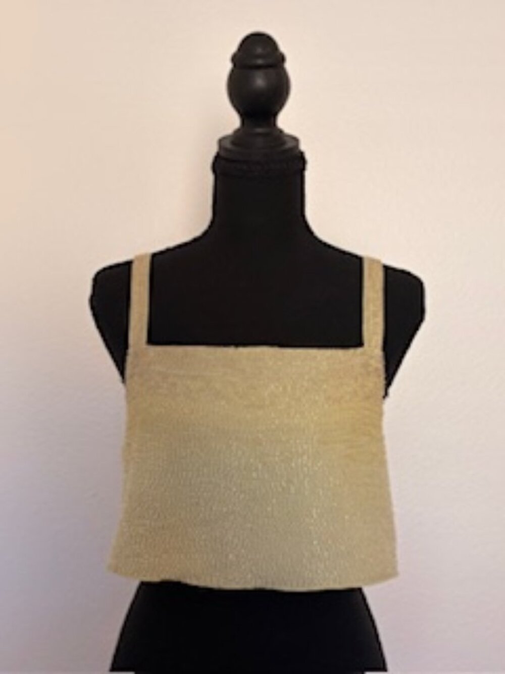 Free People Women's Green Beaded Crop-top Size XS